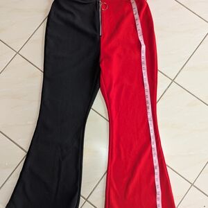 Colorblock Red and Black Kids Flare Pants